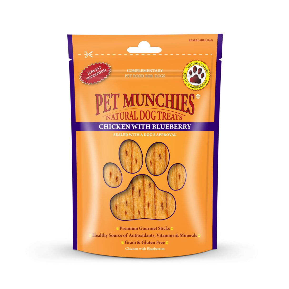 Pet Munchies Chicken & Blueberry Sticks 80g